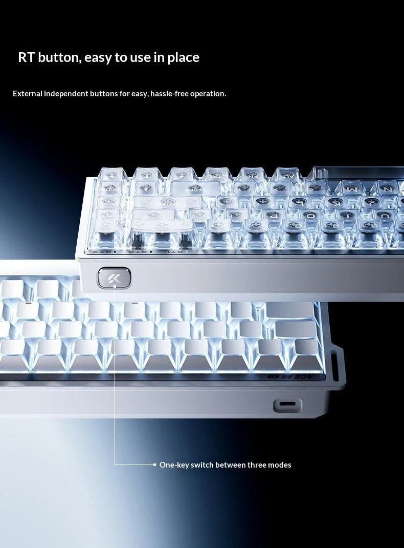 MCHOSE ACE68 V2 Gaming Keyboard Hall Effect 0.001MM RT 8kHz Polling Rate Hot Swappable Support 16K/128K/256K Scan Rate RGB DKS