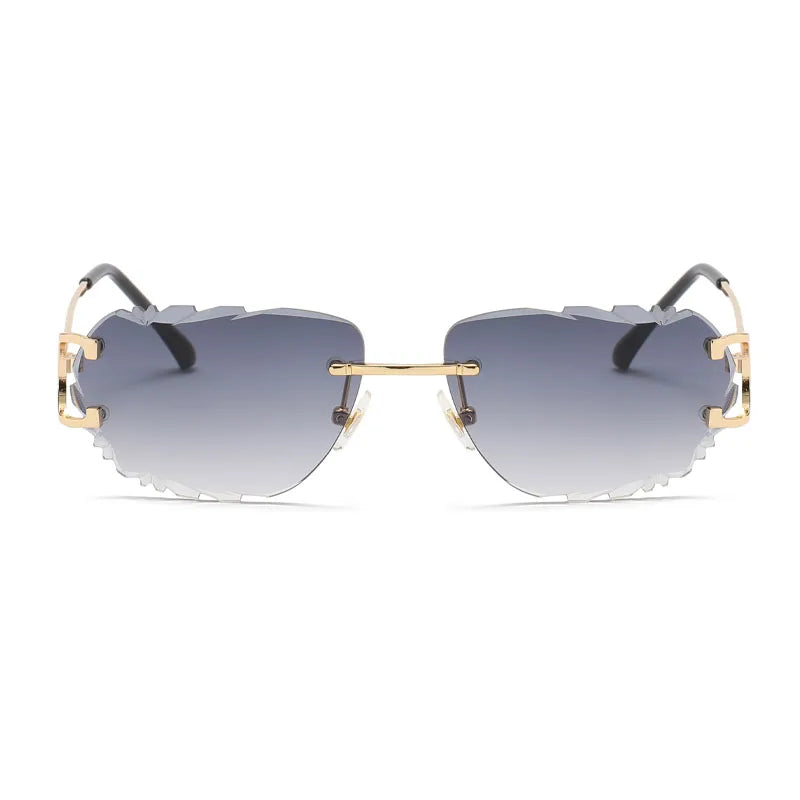 Retro Sunglasses For Men And Women High-End Frameless Fashion UV400 Irregular Cut Lenses Women Sun Glasses