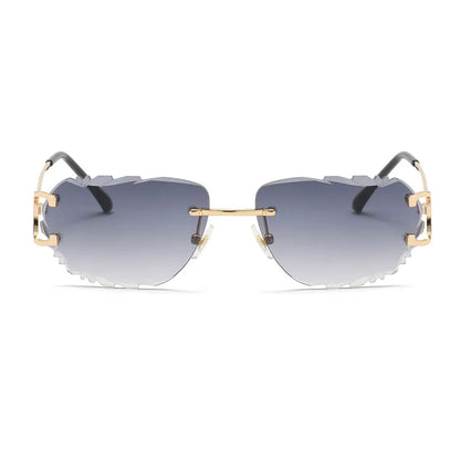 Retro Sunglasses For Men And Women High-End Frameless Fashion UV400 Irregular Cut Lenses Women Sun Glasses
