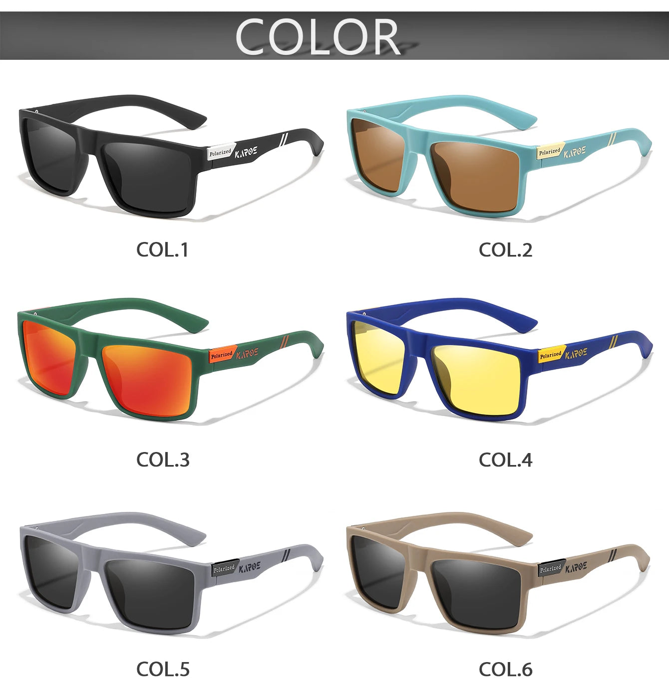 KAROS Fashion Polarized Sunglasses Men Women Luxury Driving Fishing Travel Vintage Square Sun Glasses For Man UV400 Eyewear