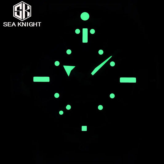 SEA KNIGHT Pánské potápěčské hodinky s vodotěsností 200 m, safírovým sklem, ocelovým řemínkem z pletiva 316L, C3, luminiscenčními prvky, automatickým mechanickým strojkem NH35A