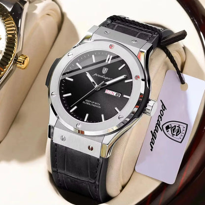Montre pour homme POEDAGAR – Modèle original, style professionnel, étanche, bracelet en silicone, affichage de la date et du jour, mouvement à quartz, montre de luxe tendance.
