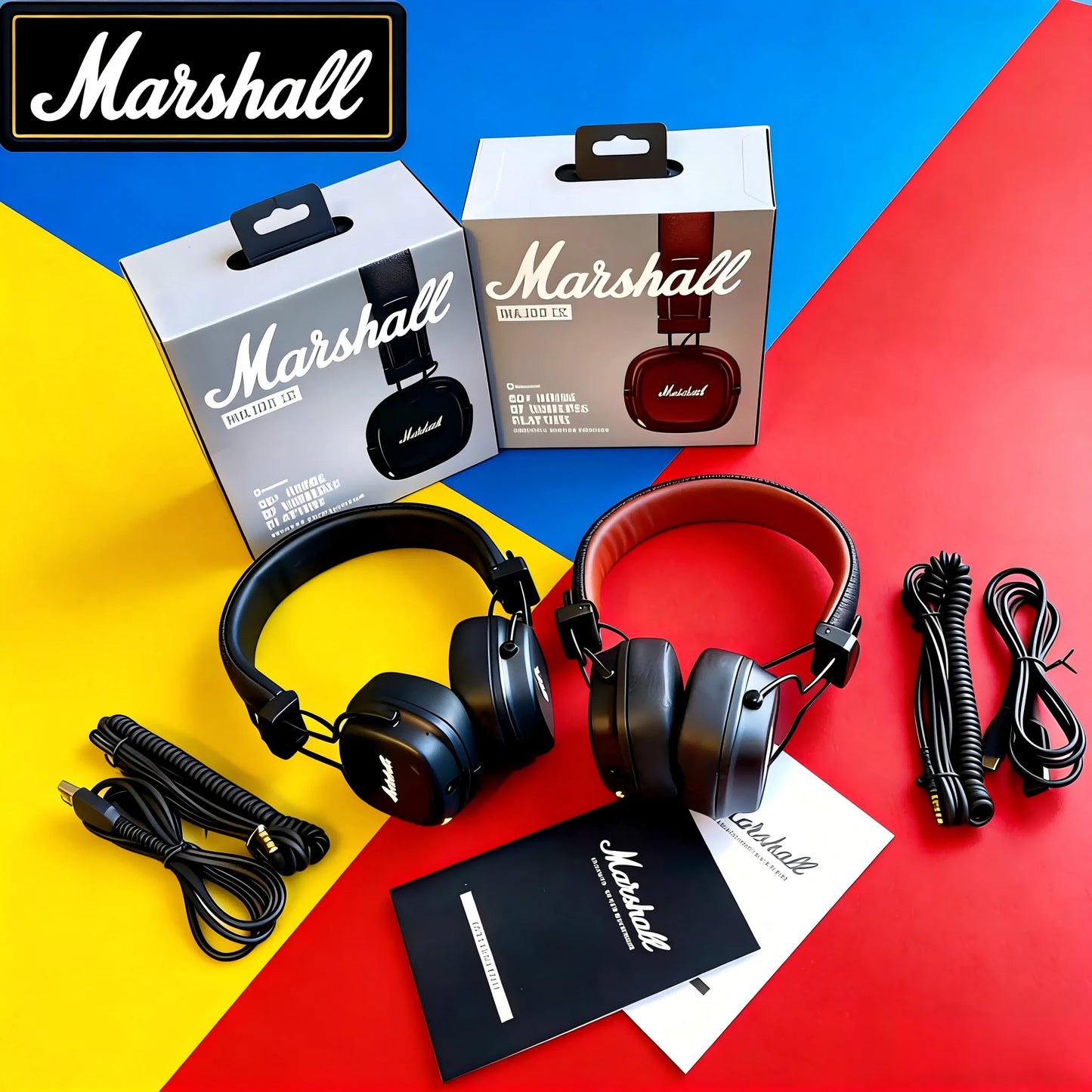 Marshall Major V 5 Wireless Bluetooth On-Ear Headphones – Deep Bass Stereo Sound, Sports & Gaming Headset with Microphone, Wireless & Wired Headphone