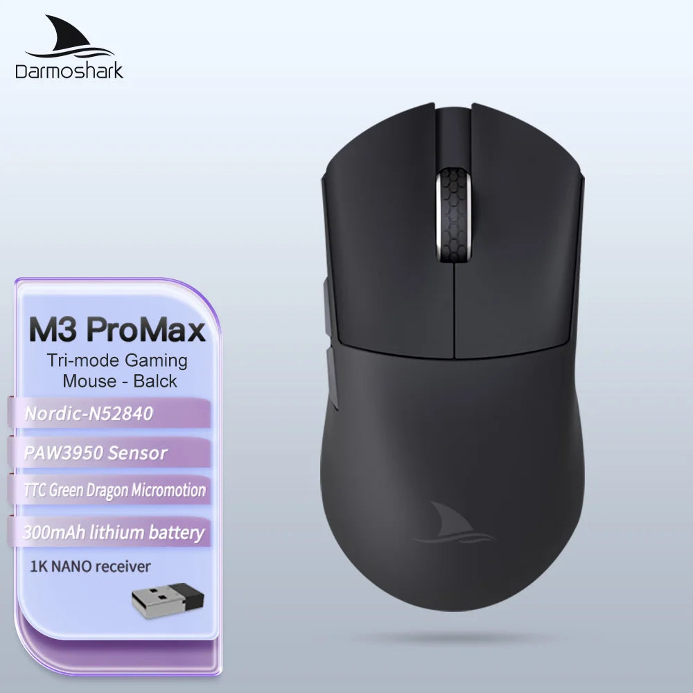 Darmoshark M3Pro -pelihiiri 2.4G BT Wireless Tri-Mode PAW3395 -sensorilla N52840 26000DPI, isokätinen makroajurihiiri pelaamiseen