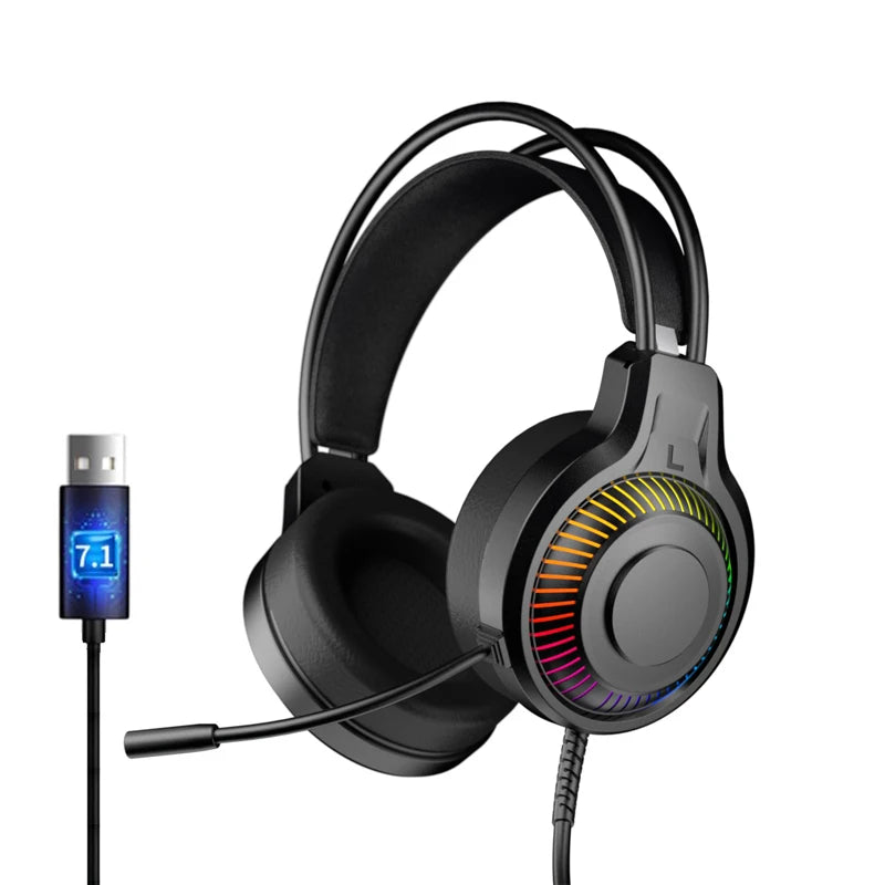 Goldpo G20 casque de jeu pour PC/PS4/PS5 7.1 Surround RGB casque de jeu Gamer USB casque filaire avec micro antibruit