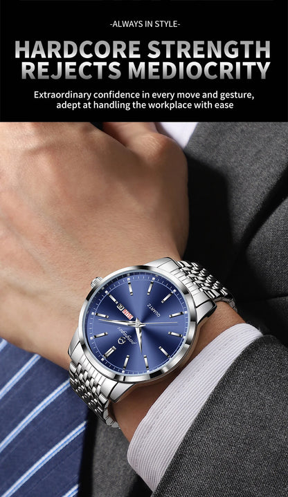 2025 New Top Brand Luxury Man Wristwatch Waterproof Luminous Date Men Watches Stainless Steel Quartz 43mm Men's Watch Male reloj