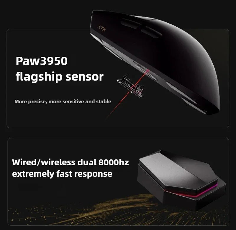 New ATK X1 SE Starlight Wireless Lightweight Mouse PAW3395 26K DPI Hub Page Driver 1000Hz  Gaming Mouse PC Player Accessories