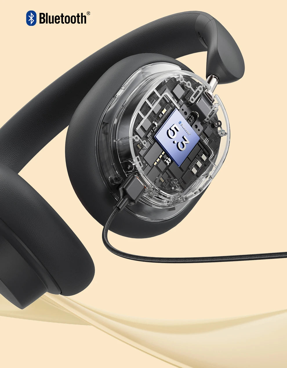 Baseus Bowie D05 Wireless Bluetooth 5.3 Headphones – HiFi Stereo Foldable 70H Battery Over-Ear Headset with Deep Bass & Dual Connection