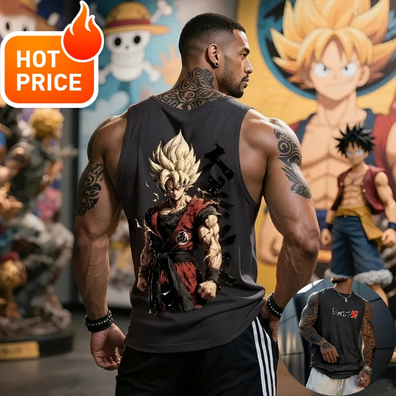 Anime Super Saiyan Son Goku Dragon Ball Gym New  Harajuku Summer Men Tank Top Fitness Oversized Casual Sports Sleeveless Tee Y2k