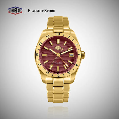 HEROFORCE Business Quartz Watch Men Clock GMT Date Luxury Man Wristwatch Waterproof Luminous Stainless Steel Men's Watches Reloj