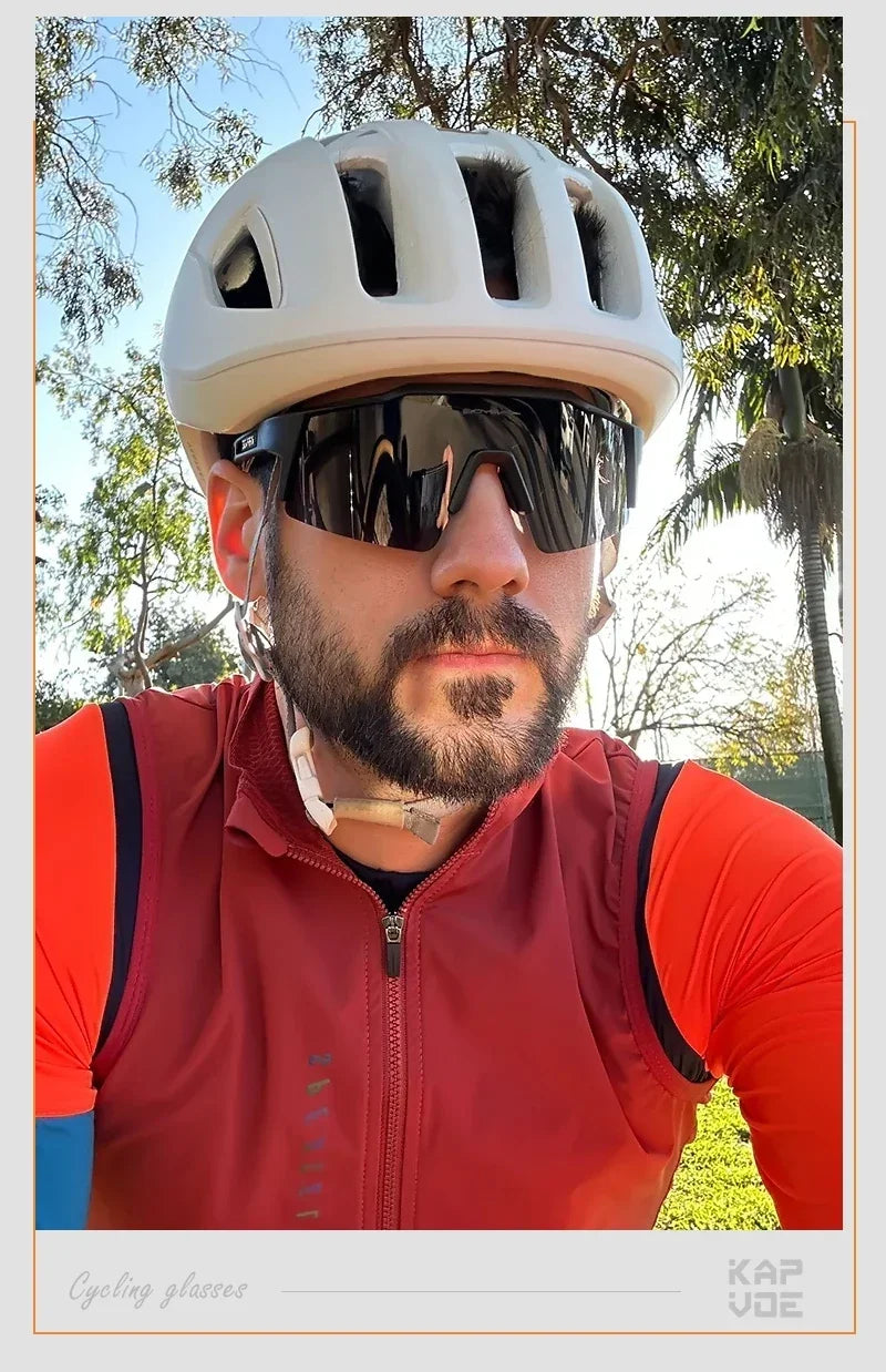 Kapvoe Fotochromowe okulary rowerowe dla mężczyzn Okulary modowe Rower górski Rower szosowy Okulary do jazdy na świeżym powietrzu Okulary sportowe MTB