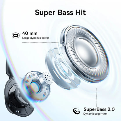 Casque sans fil Baseus ANC, écouteurs supra-auriculaires 80H, réduction de bruit à 95%, casque Bluetooth 6.0