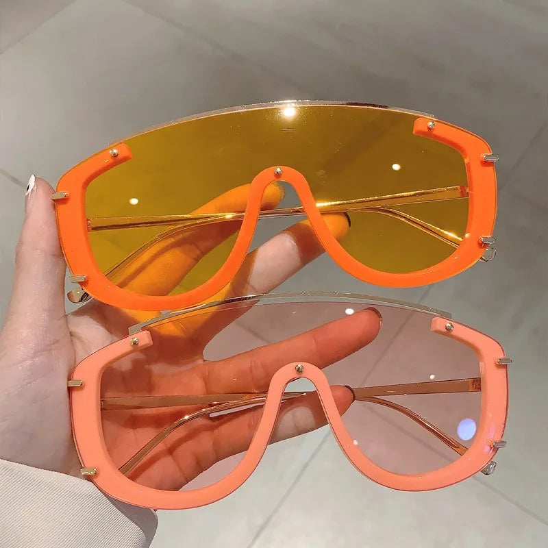 Fashion Leopard Women Sunglasses Stylish Gradient Outdoor Sports Shades Luxury Metal Design Oversize Men Sun Glasses