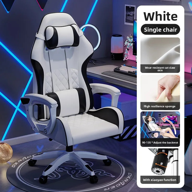 Мъжки e-sports стол, удобен за продължително седене, компютърен стол с възможност за накланяне за отдих, облегалка