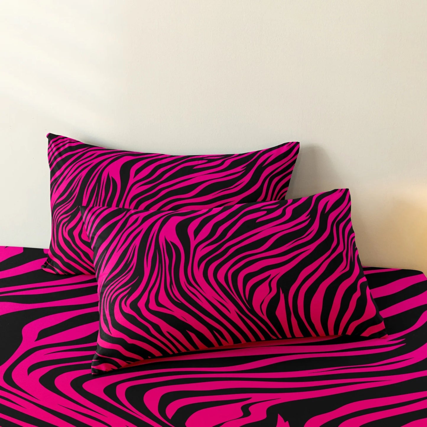 3pcs Bedding Set Rose Red Zebra Print Leopard Print Digital Print Duvet Cover Set, Digital Print, Suitable for Family Hotel Dormitory