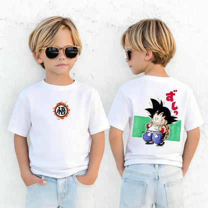 Anime Dragon Ball Cosplay T-Shirt Cotton Short Sleeve Tops Casual Loose Retro T-Shirt Men Women Family Matching Summer Outfits