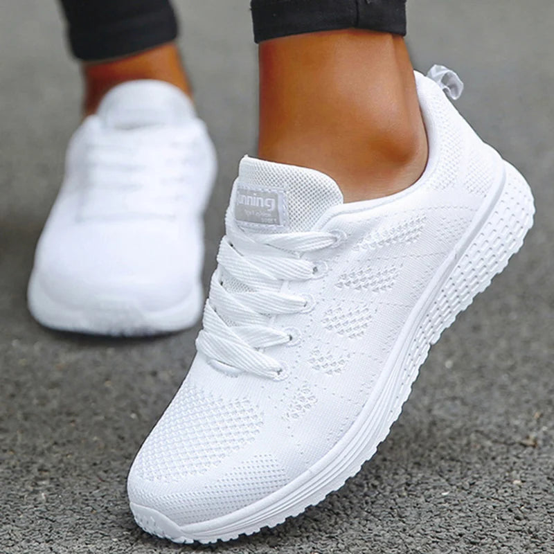 Zapatos planos para mujer, zapatos con cordones, zapatillas deportivas informales, zapatos blandos para mujer, tallas grandes