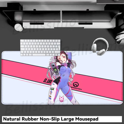 Accesorios Gaming O-Overwatch D-D.va Alfombrilla de Ratón Grande, Alfombrilla para Teclado y Ratón PC, Deskmat XXL Extendida, Alfombrilla Gamer