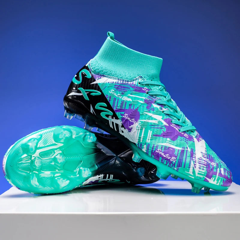 Chaussures de football professionnelles pour hommes/femmes, crampons antidérapants FG, bottes de football respirantes, chaussures d'entraînement à tige haute