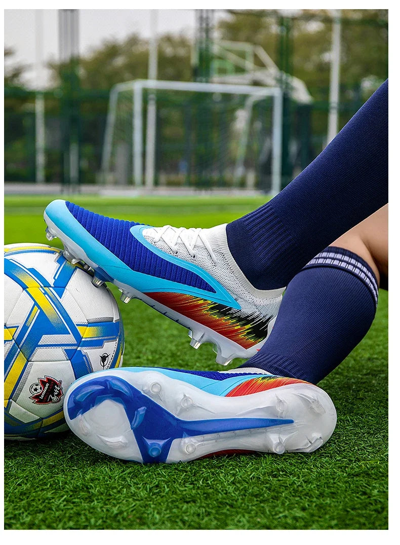 New Men Football Boots Shoes FG Soccer Shoes Non-Slip Cleats Ultralight Soccer Match Long Spikes Outdoor Training Drop Shipping