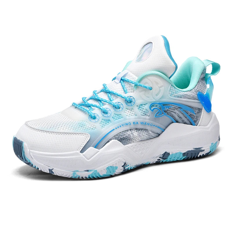 Chaussures de basket-ball unisexes, chaussures d'entraînement de compétition en plein air en maille tendance, bottes de basket-ball plates antidérapantes à rebond pour hommes