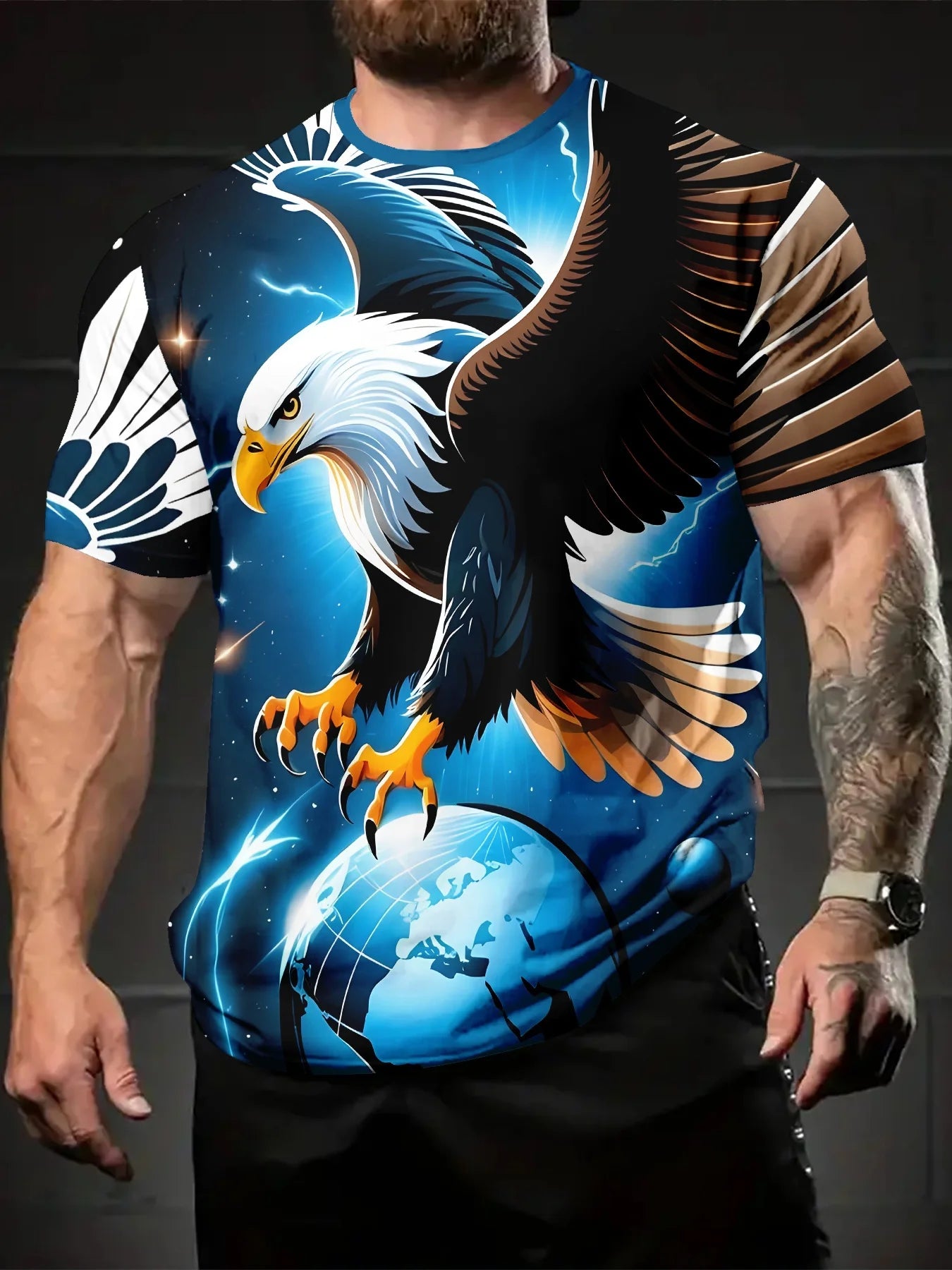 T-shirts Gráficas Fashion Eagle de Luxo — T-shirt de Verão para Homem, Tops Casuais de Manga Curta com Impressão 3D, Roupa Masculina