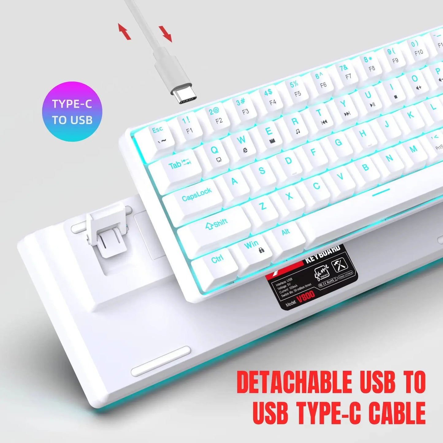 Mechanical keyboard gaming 60% USB white keys Keyboards gamer mini Ergonomic Computer keyboard Backlit Music keyboard pc