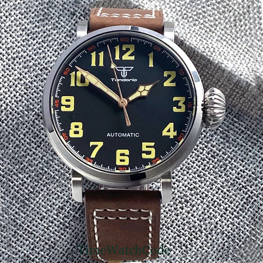 Tandorio 47mm NH35 Diver Men's Automatic Watch CUSN8 Solid Bronze or 316L Steel Case 10ATM Sapphire Crystal Black Dial