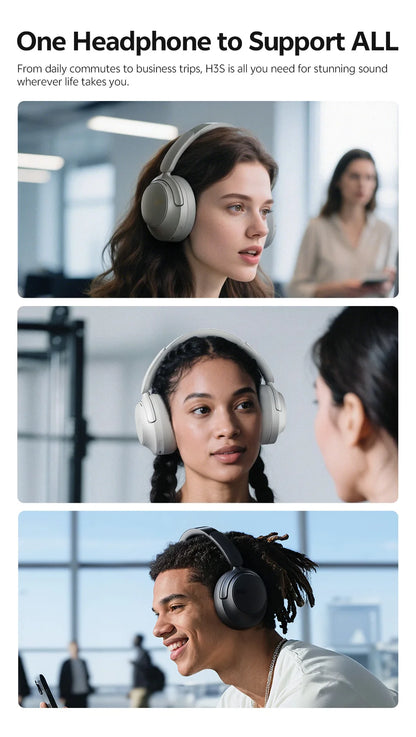 QCY H3S ANC Over-Ear Headphones Bluetooth 6.0 – Hi-Res LDAC Spatial Audio, -56dB Adaptive Noise Cancelling Wireless Headset
