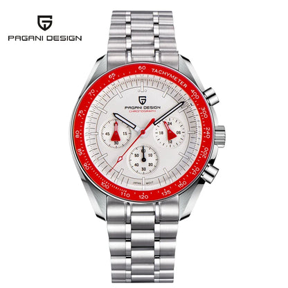 Montre pour homme PAGANI DESIGN « New Moon » – Montre à quartz de luxe, chronographe, verre saphir avec traitement antireflet, lunette en céramique, aiguilles luminescentes