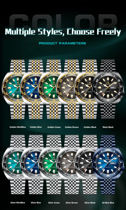 POEDAGAR Luxury Business Men Watch Date Week Waterproof Luminous Man Wristwatch Sport Stainless Steel Quartz Men's Watches Reloj
