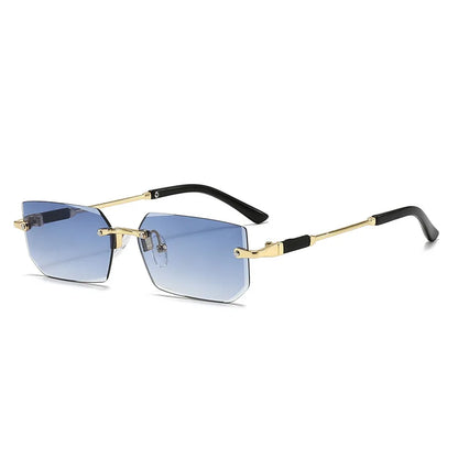 Fashion Rimless Rectangle Sunglasses Popular Women Men Shades Small Square Sun Glasses For Female Male Summer Traveling