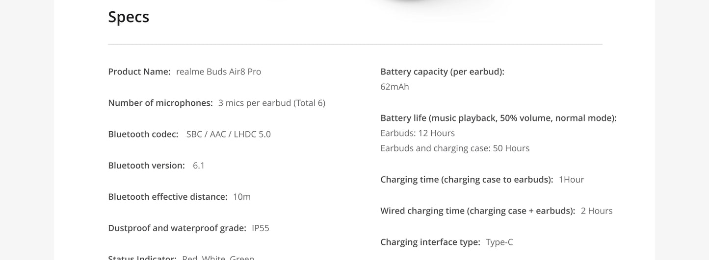 realme Buds Air 8 Pro Global Version 55dB Active Noise Cancelling True Wireless Earphone Bluetooth 6.1 LHDC 5.0 TWS Earbuds IP55