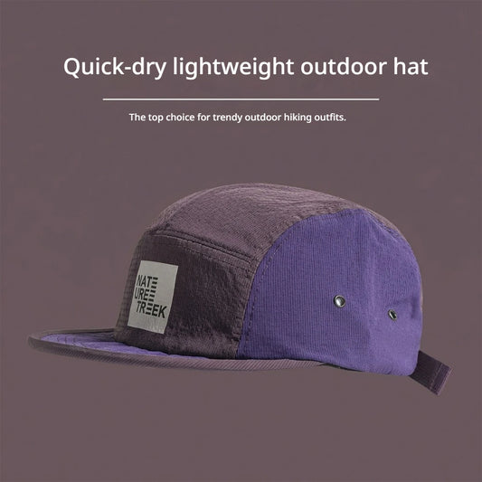 Gorpcore 5 Panel Cap Men Short Brim Camp Hat Quick Dry Color Block Outdoor Hiking Climbing Women Streetwear Patchwork Snapback