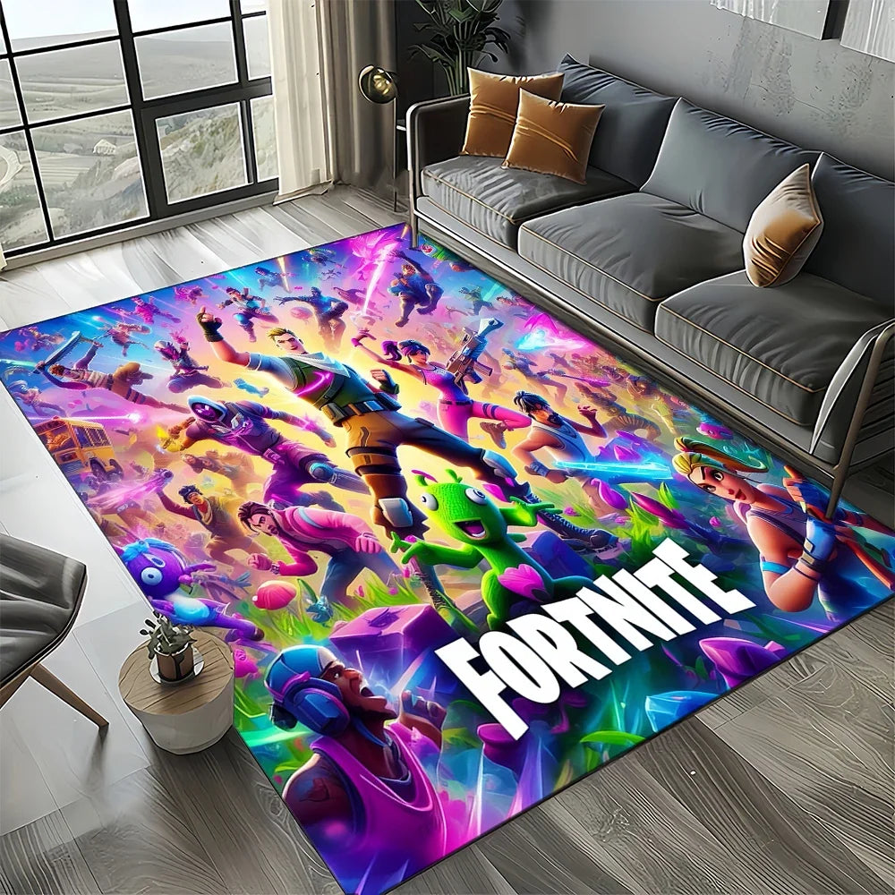2025 Games 3D F-Fortnite анимационен килим за хол, спалня и декорация до дивана у дома, детски килим за игра, неплъзгаща се постелка за под