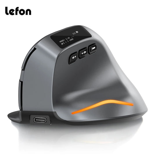 Lefon F26C Vertical Mouse Wireless with OLED Screen Bluetooth Ergonomic Mouse Optical Rechargeable Gaming Mice for PC Laptop