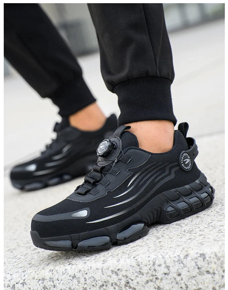 Chaussures de sécurité pour hommes et femmes, baskets de travail protectrices, bottes de sécurité verdes, chaussures Parker en acier à coussin d'air, perforation, taille 47, 48