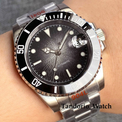 Tandorio 20ATM 40mm Men's Automatic Diver Watch For Miyota 8215 Asia 2824 Sapphire Glass Ice Blue Stainless Steel Jubilee Watch