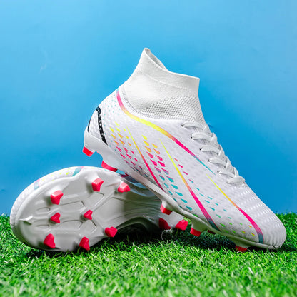 Chaussures de football pour terrain ferme AG FG pour hommes, en PU léger, avec crampons renforcés, pour entraînements de football en plein air pour adultes