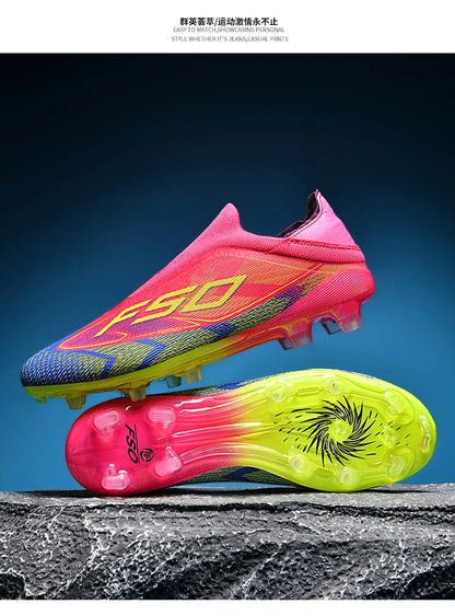 Men Soccer Shoes Cleats FG/TF Professional Original Women Football Boots Society Grass Indoor Training Unisex Non-Slip Sneakers.