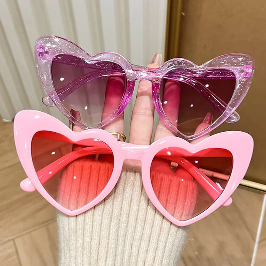 New Vintage Retro Instagram Heart-Shaped Transparent Pink Shiny Sunglasses for Girls Beach Party Birthday Photo Fashion Eyewear