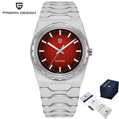 Montre pour homme de luxe PAGANI DESIGN – Édition limitée, verre saphir, cadran rouge, acier inoxydable, étanche – PDYS020