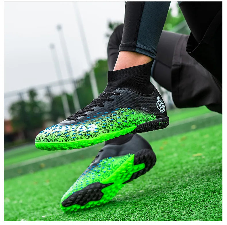 1 paire de chaussures de football pour hommes, résistantes à l'usure, antidérapantes, avec crampons longs et courts, idéales pour les matchs sur gazon extérieur, pour étudiants et adultes