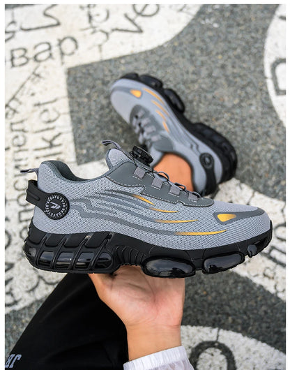 Chaussures de sécurité de travail à bouton rotatif pour hommes, chaussures à bout en acier indestructibles, baskets de travail, bottes de protection, taille 47 48