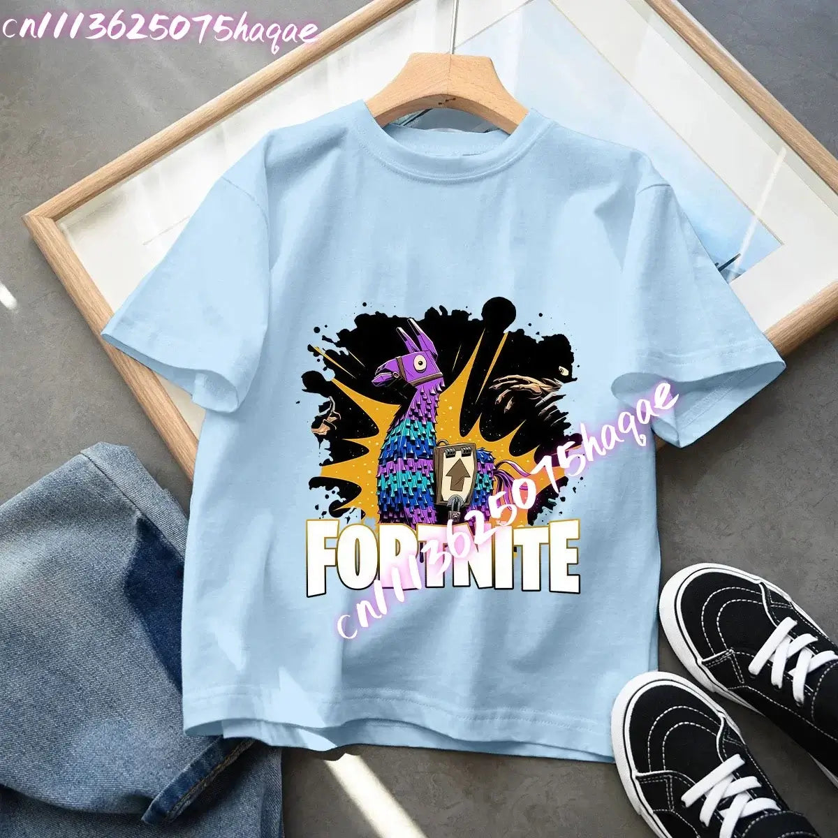 Fortnites Kids Blue Cotton T Shirt Fortress Night Baby Short Sleeve Tees Shirt Cartoon Boy Girl Summer Clothes Kawaii Tops Gift