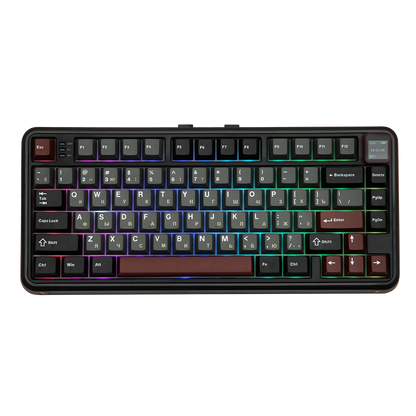 RU Layout MechLands Vibe 75 V2 Russian Version 75% Compact Layout Wired/BT/2.4GHz Wireless Mechanical Keyboard RGB Backlight TFT Screen