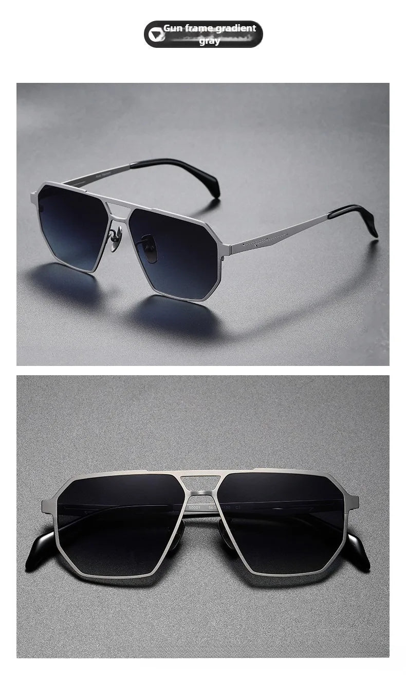 Pure Titanium Sunglasses Men Vintage Square Polarized Sun Glasses for men Women 2026 New Retro driving Mirrored UV400 Shades