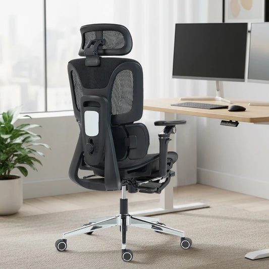 Ergonomic Office Chair, Adjustable Lumbar & Headrest, 6D Flip-Up Armrests, Footrest, Mesh Black