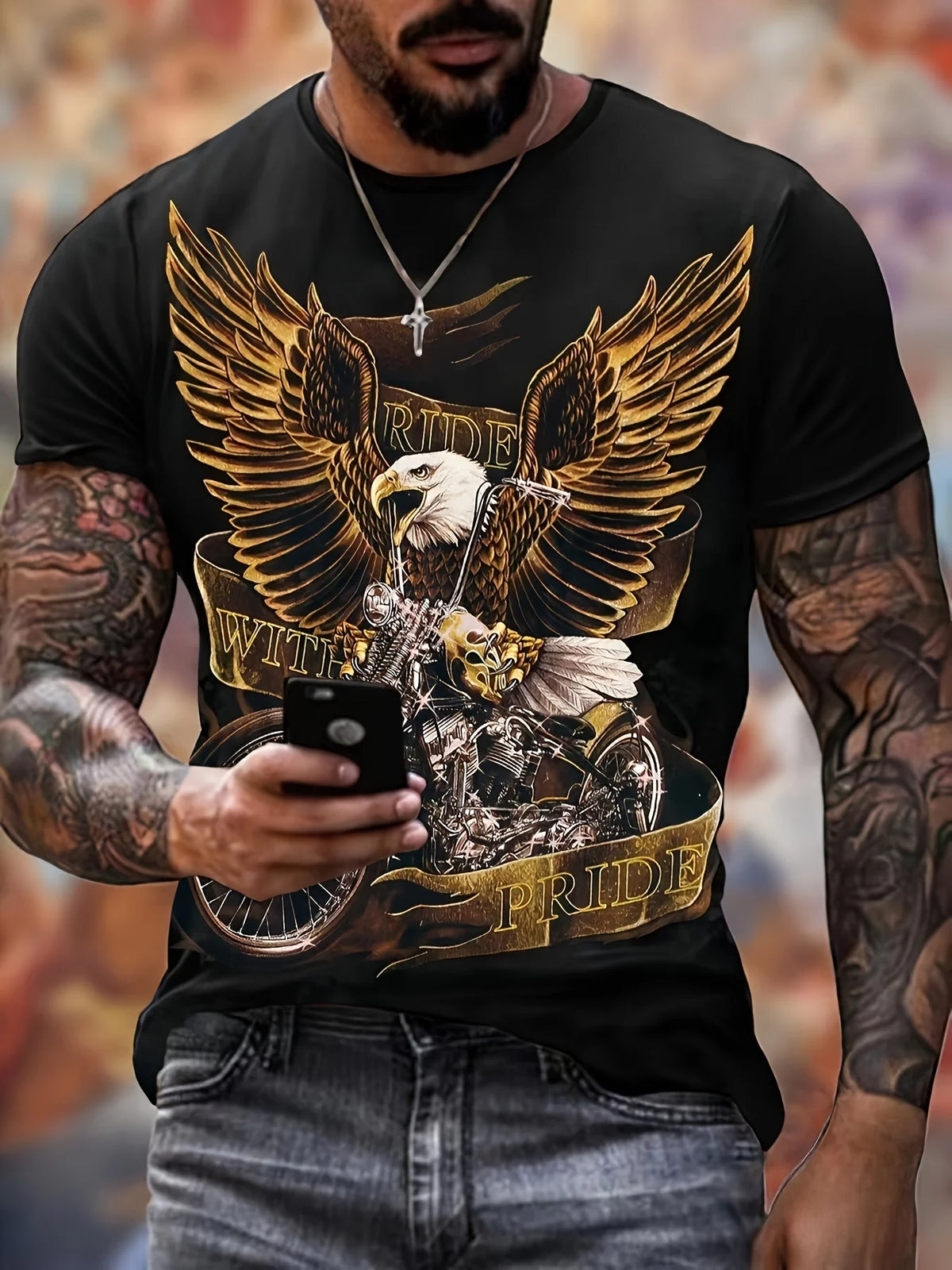 T-shirts Gráficas Fashion Eagle de Luxo — T-shirt de Verão para Homem, Tops Casuais de Manga Curta com Impressão 3D, Roupa Masculina