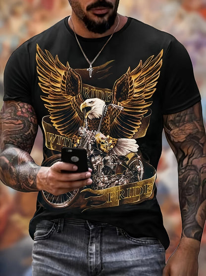 T-shirts Gráficas Fashion Eagle de Luxo — T-shirt de Verão para Homem, Tops Casuais de Manga Curta com Impressão 3D, Roupa Masculina